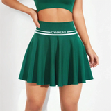 Green Trendsi women's athletic skort summer with white stripe and gymwear logo waistband