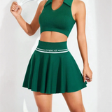 Trendsi green women's athletic skort summer tennis skirt with elastic waistband and pleated design