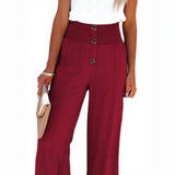 Babe Beachwaer high waisted beach pants set in burgundy with button front and wide legs