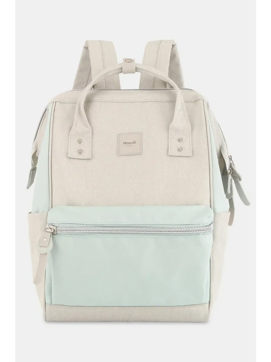 Babe Beachwear Himawari - Best Backpack in beige and light blue with front zipper pocket and top handles