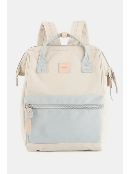 Babe Beachwear Himawari - Best Backpack in beige with light blue front pocket and adjustable straps