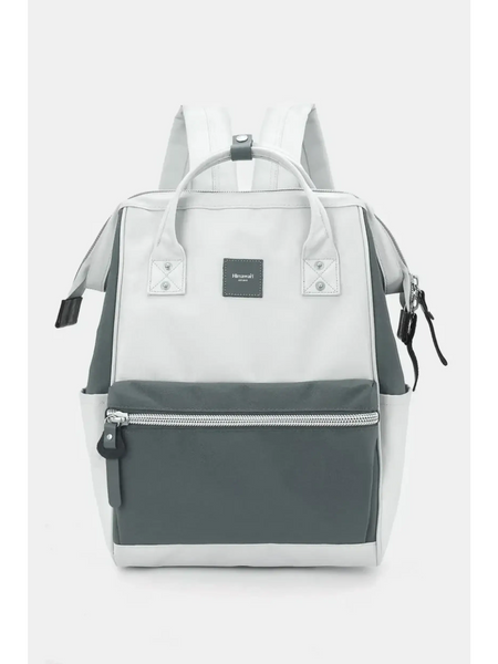 Himawari - Best Backpack by Babe Beachwaer in white and gray with front zipper pocket and top handles