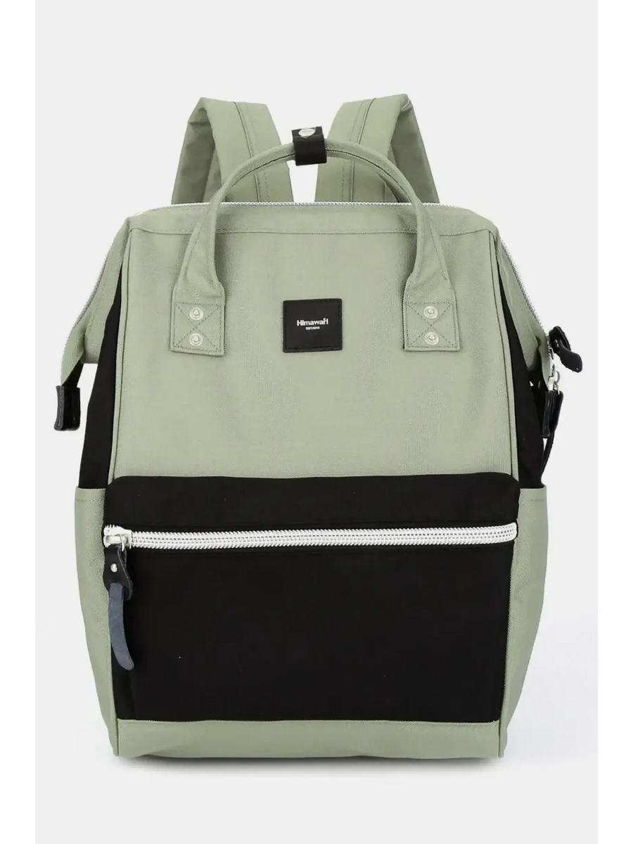 Himawari - Best Backpack by Babe Beachwaer in green and black with front zipper pocket and padded straps