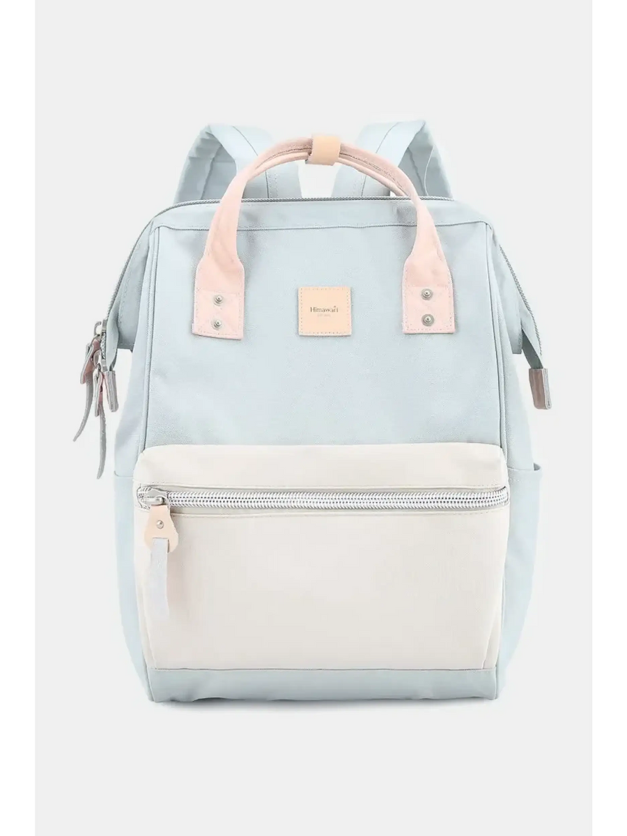 Babe Beachwaer Himawari - Best Backpack light blue and cream color with top handles and front zipper pocket