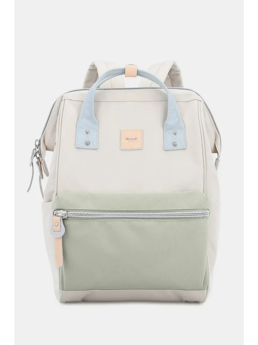 Babe Beachwaer Himawari - Best Backpack in cream and light green with front zipper pocket and top handles