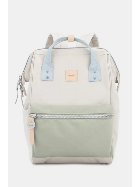 Babe Beachwaer Himawari - Best Backpack in cream and light green with front zipper pocket and top handles