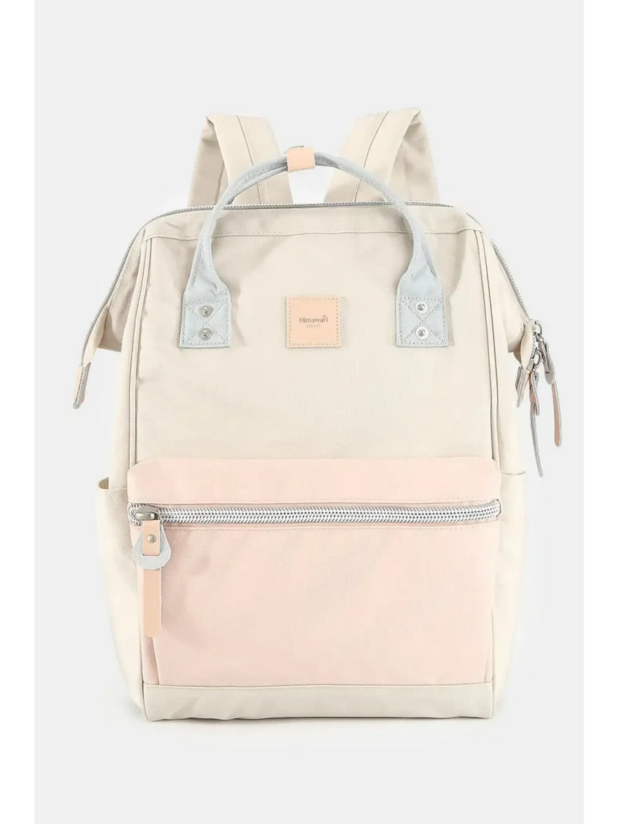 Babe Beachwaer Himawari - Best Backpack in beige and pink with multiple compartments and sturdy handles