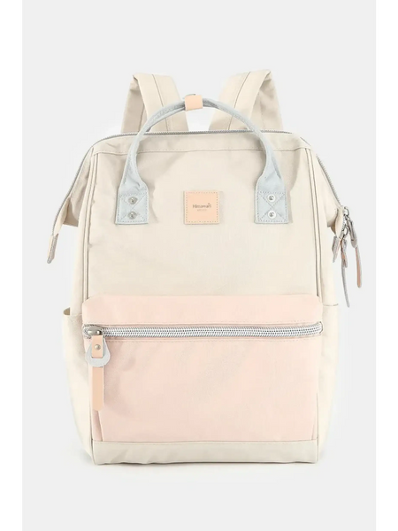 Babe Beachwaer Himawari - Best Backpack in beige and pink with multiple compartments and sturdy handles