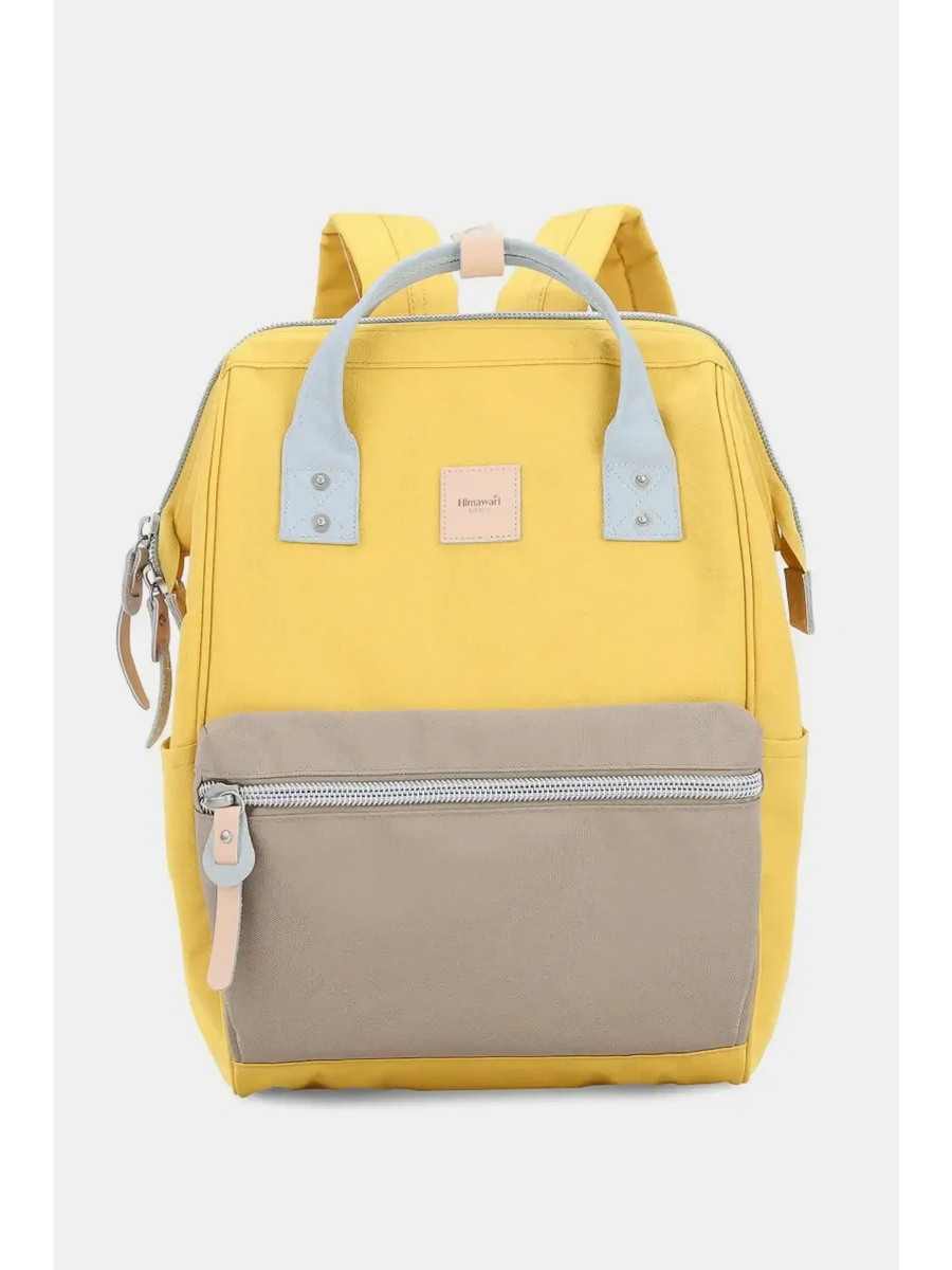 Babe Beachwaer Himawari - Best Backpack yellow and beige bag with front zipper pocket and top handles