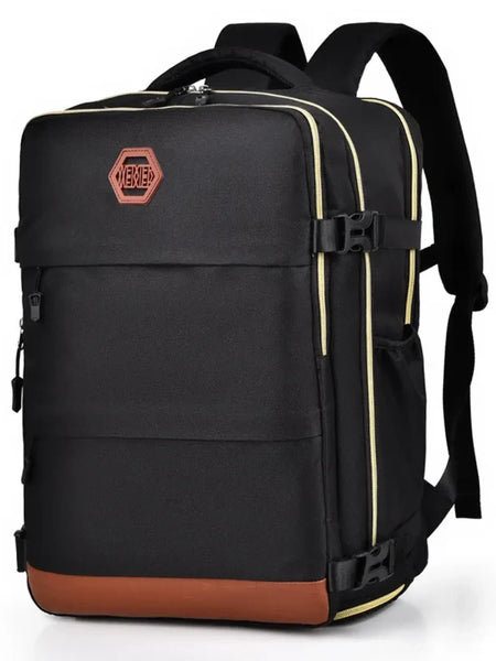Babe Beachwaer Himawari Carry On Travel Backpack in black with brown base and padded straps