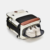 Babe Beachwear Himawari Carry On Travel Backpack in black and white with separate shoe compartment