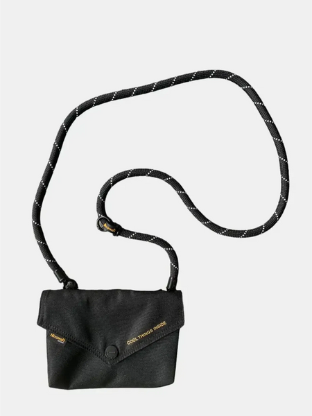 Black Babe Beachwear Himawari Crossbody Phone Wallet with adjustable rope strap and button closure