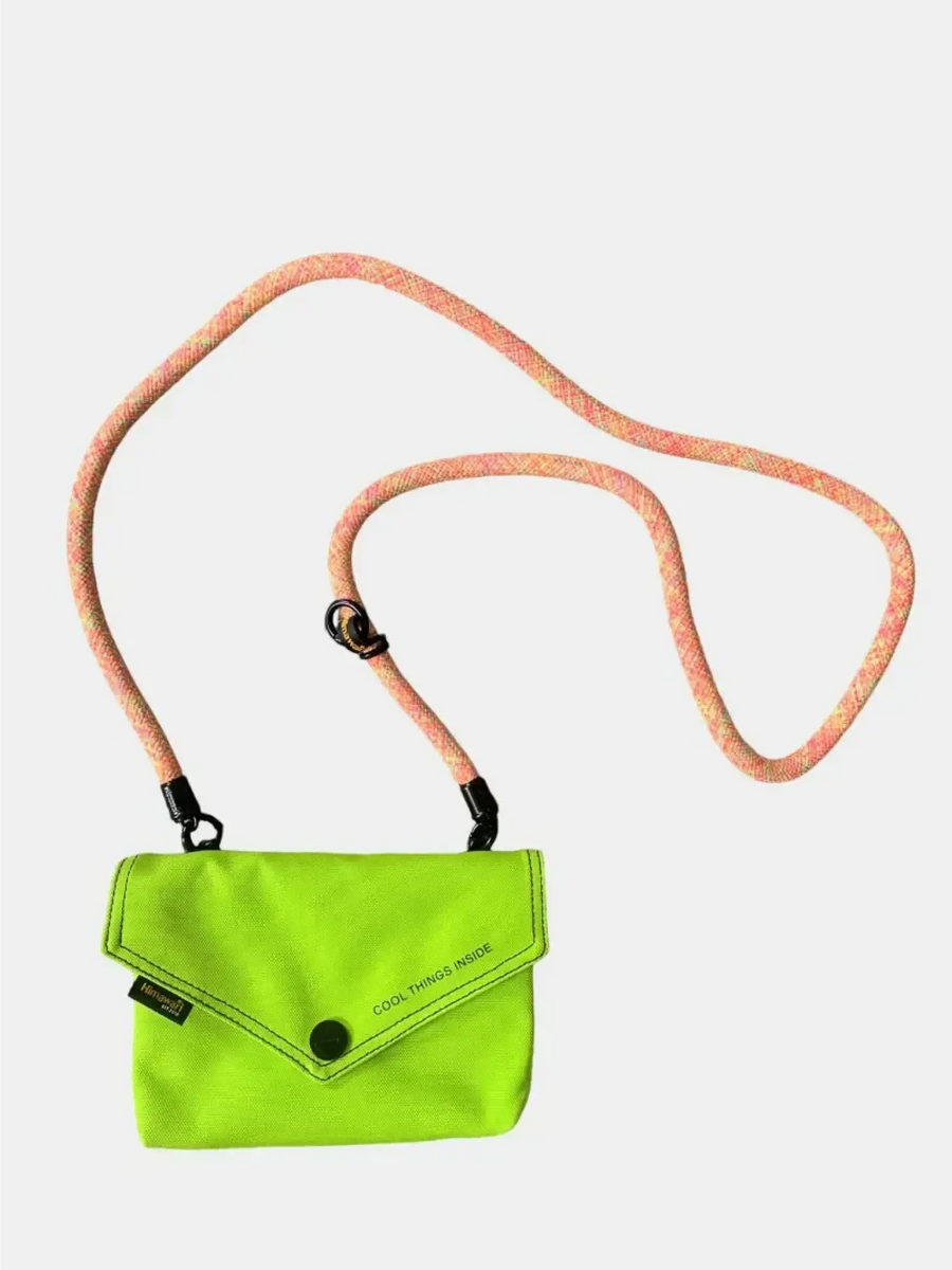 Babe Beachwaer green Himawari Crossbody Phone Wallet with pink adjustable strap