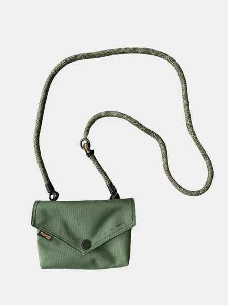 Babe Beachwaer Himawari Crossbody Phone Wallet in green with adjustable rope strap and front button closure