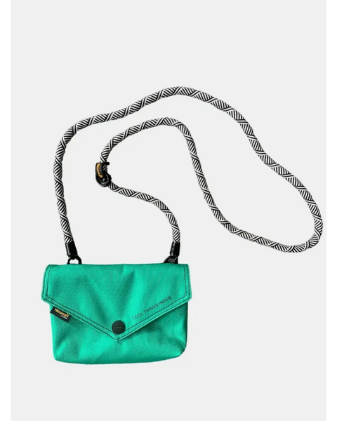 Babe Beachwaer Himawari Crossbody Phone Wallet in green with black and white adjustable strap