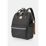 Black himawari durable backpack by Babe Beachwaer with front zipper pocket and padded straps