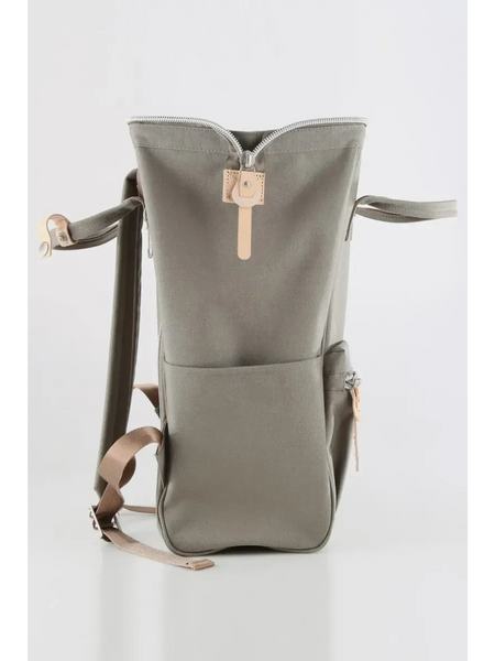 Himawari durable backpack in gray with simple design and leather zipper pull by Babe Beachwear