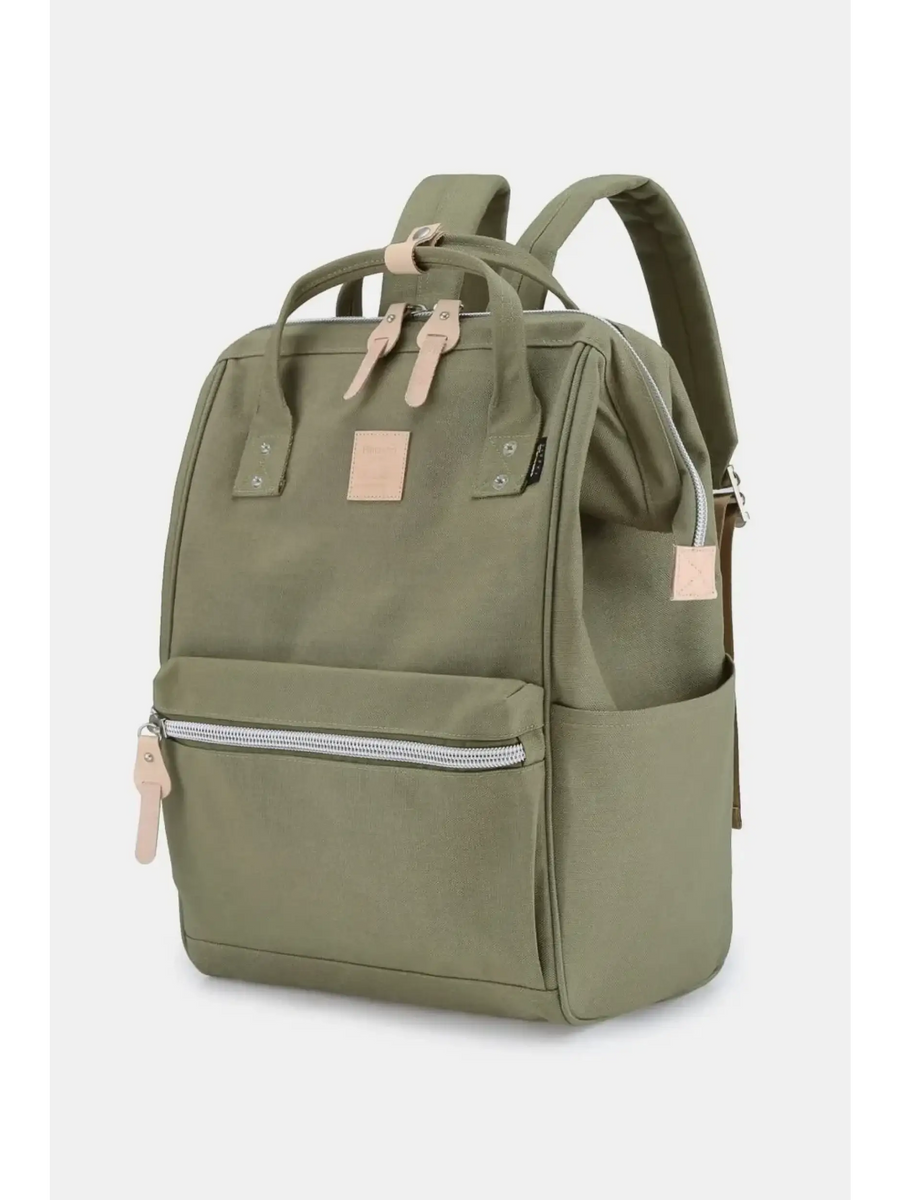 Olive green himawari durable backpack by Babe Beachwear with multiple compartments and padded straps