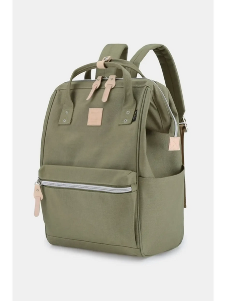 Olive green himawari durable backpack by Babe Beachwear with multiple compartments and padded straps