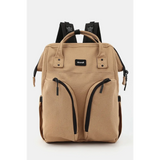 Large capacity waterproof back pack Himawari in tan color with multiple zippered pockets and padded straps