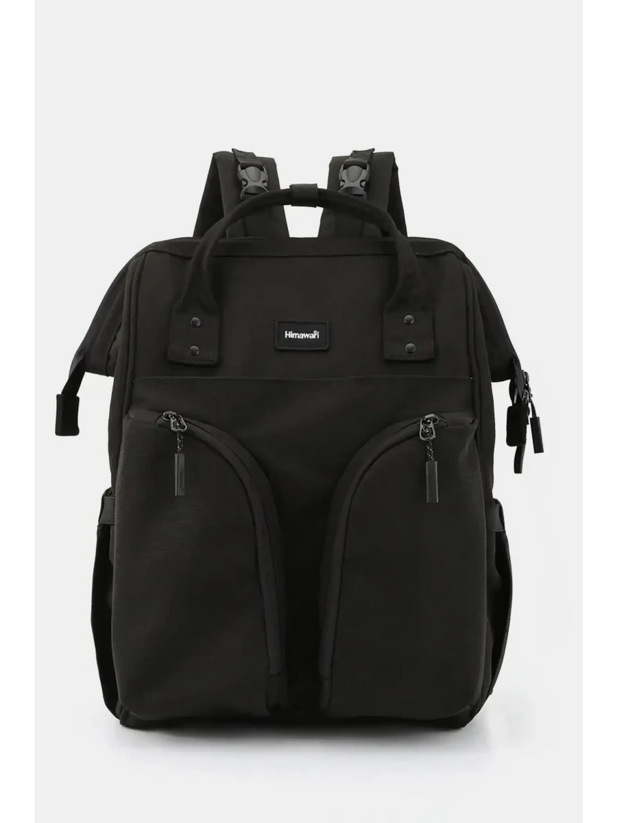 Babe Beachwaer large capacity waterproof back pack Himawari in black with multiple front pockets and adjustable straps