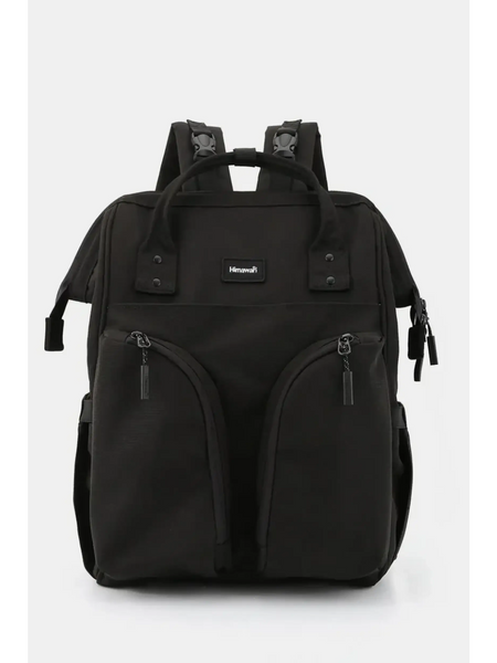 Babe Beachwaer large capacity waterproof back pack Himawari in black with multiple front pockets and adjustable straps