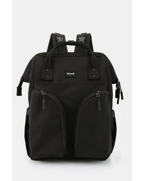 Babe Beachwaer large capacity waterproof back pack Himawari in black with multiple front pockets and adjustable straps