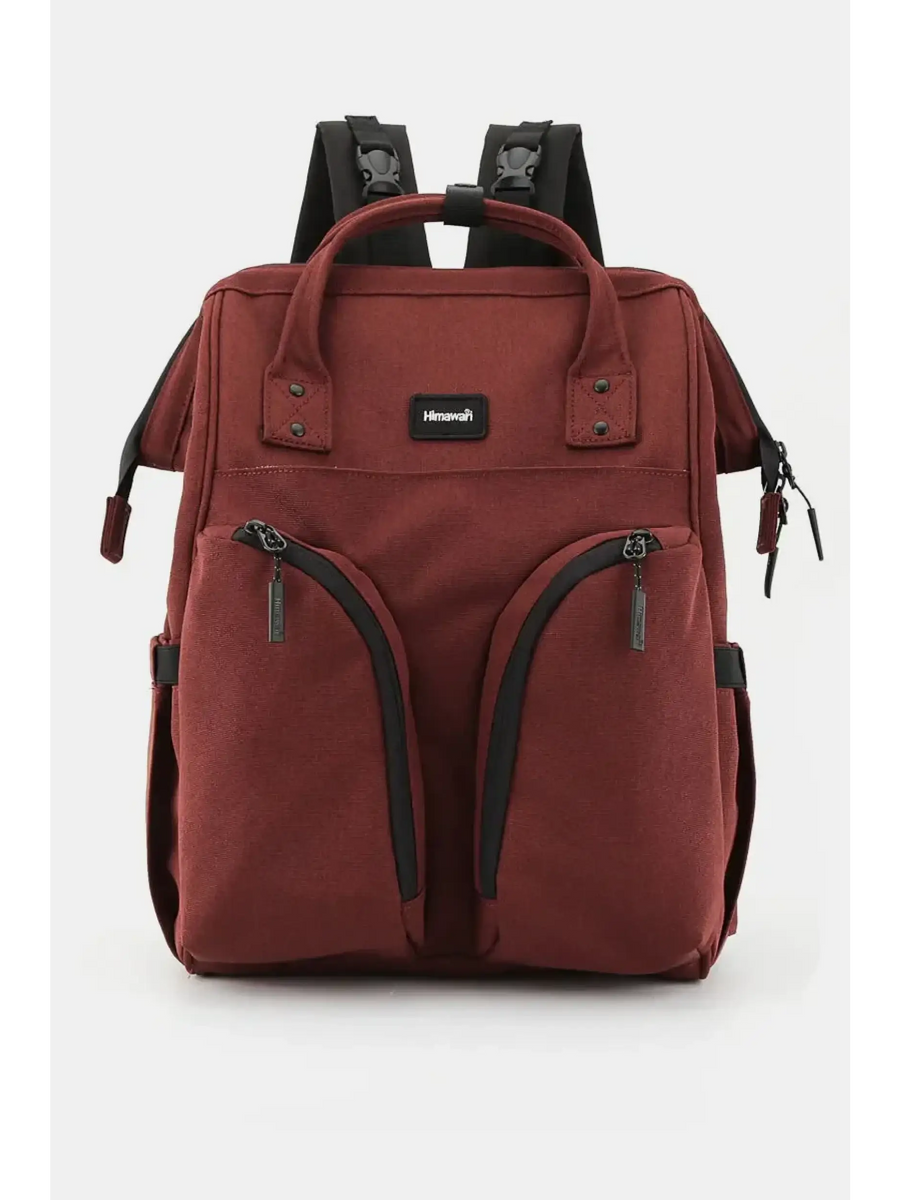 Babe Beachwaer large capacity waterproof back pack Himawari in maroon with dual front pockets and adjustable straps