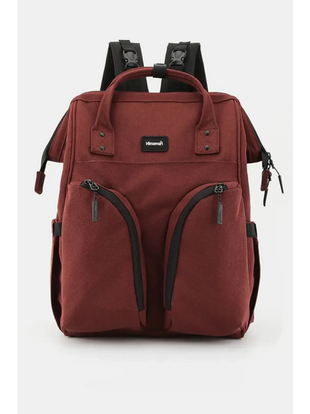 Babe Beachwaer large capacity waterproof back pack Himawari in maroon with dual front pockets and adjustable straps