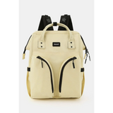 Babe Beachwaer large capacity waterproof back pack Himawari in beige with dual front zip pockets and black straps