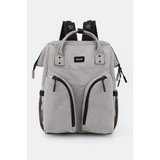 Large capacity waterproof back pack Himawari in light gray with multiple zippered pockets and black adjustable straps