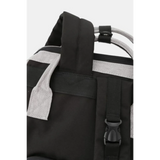 Close-up of Babe Beachwaer large capacity waterproof back pack Himawari showing black fabric and buckle details