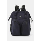 Large capacity waterproof back pack Himawari in navy blue with multiple front pockets and top handle