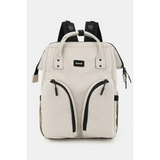 Large capacity waterproof back pack Himawari in beige with black zipper accents and dual handles