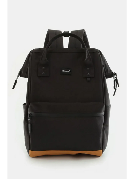 Black Himawari Lightweight Backpack by Babe Beachwear with front zipper pocket and padded straps