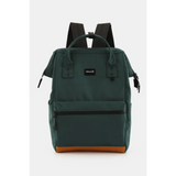 Himawari Lightweight Backpack in dark green with front zipper pocket and brown base by Babe Beachwear
