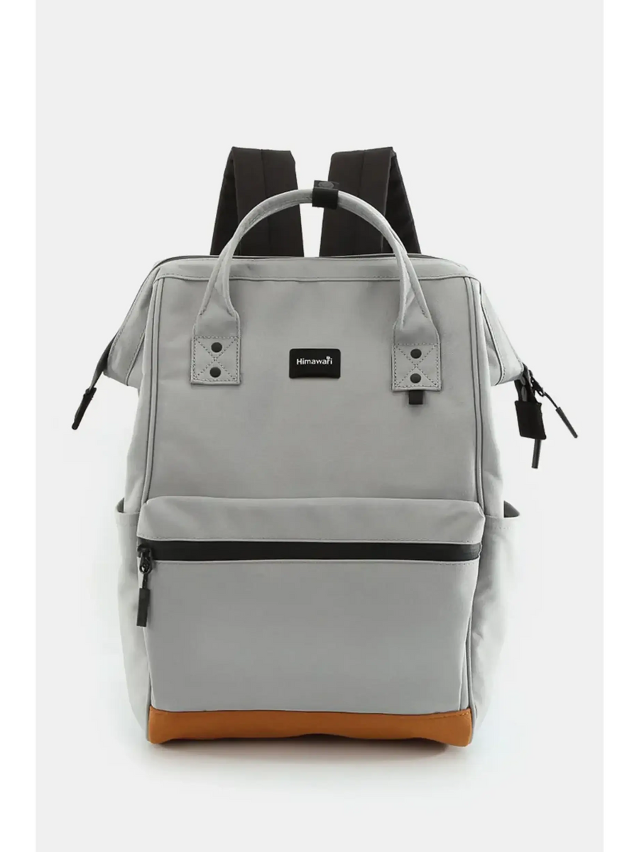 Himawari Lightweight Backpack in gray with black straps and brown base by Babe Beachwear