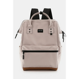 Babe Beachwear Himawari Lightweight Backpack in beige with black straps and front zipper pocket