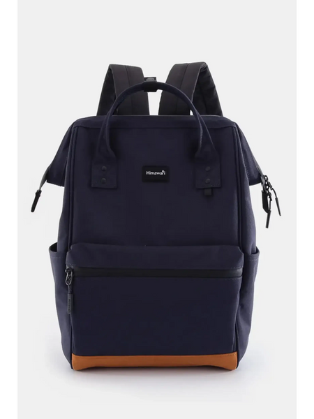Himawari Lightweight Backpack in navy blue with brown base and black straps by Babe Beachwear
