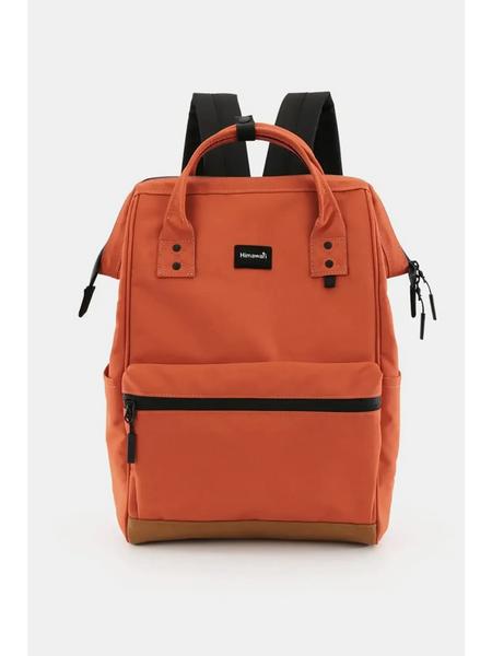 Himawari Lightweight Backpack in orange with black straps and front zipper pocket