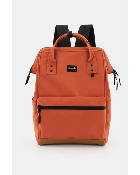 Himawari Lightweight Backpack in orange with black straps and front zipper pocket