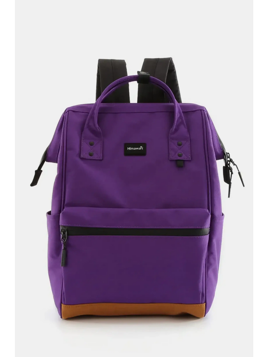Purple Babe Beachwaer Himawari Lightweight Backpack with black straps and front zipper pocket