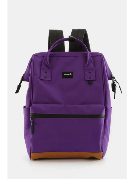 Purple Babe Beachwaer Himawari Lightweight Backpack with black straps and front zipper pocket