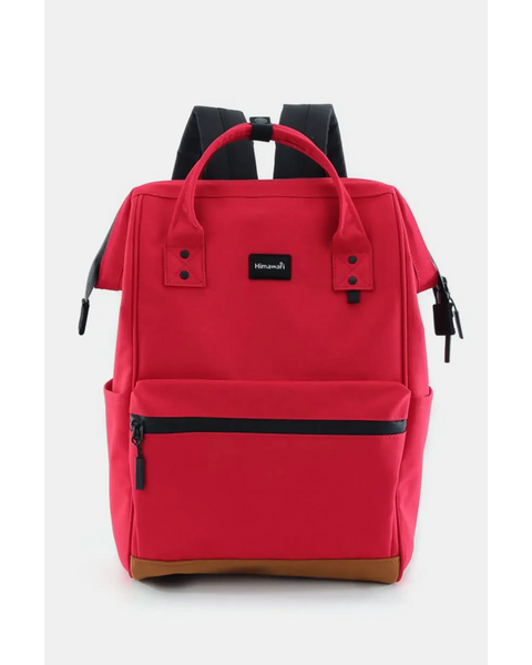 Red Himawari Lightweight Backpack by Babe Beachwear with front zipper pocket and black straps