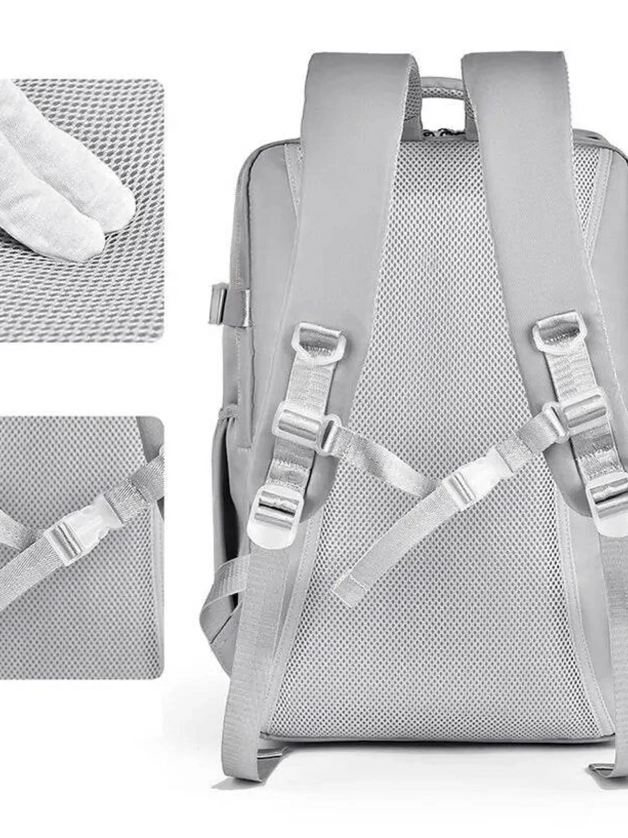 Back view of Himawari Lightweight Carry-On Backpack showing padded straps and breathable mesh back panel