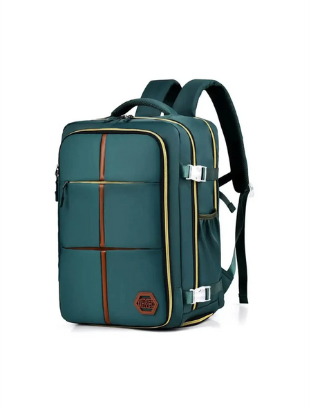 Babe Beachwear Himawari Lightweight Carry-On Backpack in teal with brown accents and adjustable straps