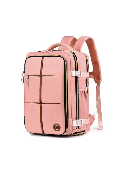 Babe Beachwaer Himawari Lightweight Carry-On Backpack in pink with multiple compartments and adjustable straps