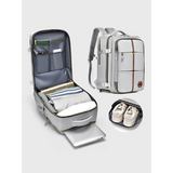 Babe Beachwaer Himawari Lightweight Carry-On Backpack in white with organized compartments and shoe storage