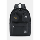 Black medium beach backpack for school or travel with front pockets and adjustable straps