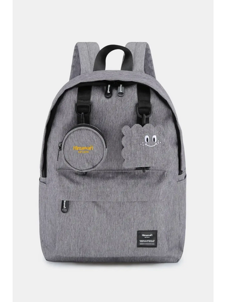 Babe Beachwaer gray medium beach backpack for school or travel with front pocket and cute cloud design